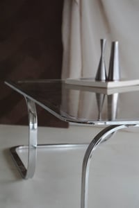 Image 2 of Table basse vintage chrome & verre fumé – vintage