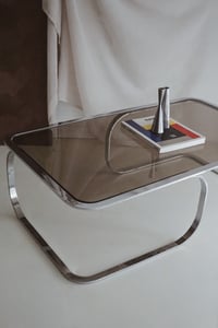 Image 3 of Table basse vintage chrome & verre fumé – vintage