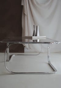 Image 4 of Table basse vintage chrome & verre fumé – vintage