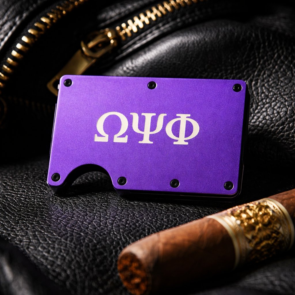 Omega Psi Phi card holder with money clip