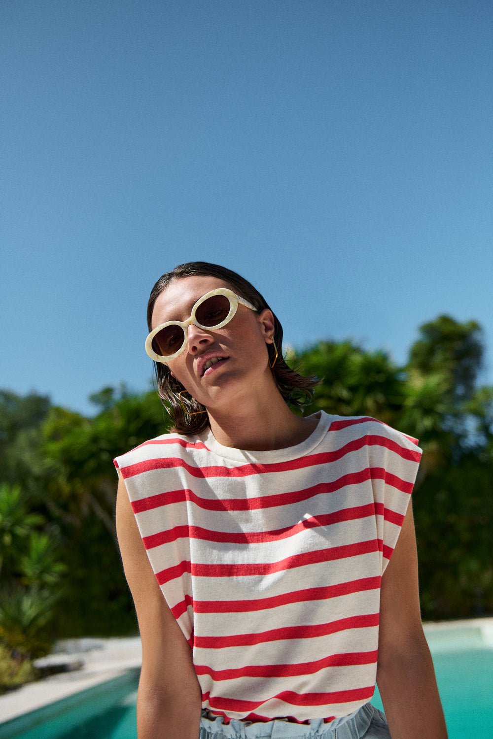 Image of 1-Camiseta diede Stripe top poppy red