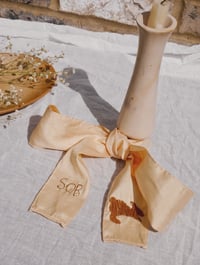 Image 1 of Raffia embroidered silk dupion hair ribbon