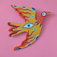 Image 1 of Wooden flying bird ~ Yellow