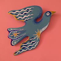 Image 1 of Wooden flying bird ~ Blue
