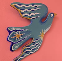 Image 3 of Wooden flying bird ~ Blue