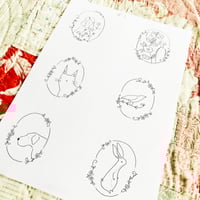 Digital download.   One A4 sheet of 6 'hens teeth art' hand drawn designs #1