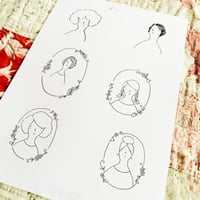 Digital download.   One A4 sheet of 6 'hens teeth art' hand drawn designs #2