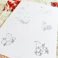 Digital download.   One A4 sheet of 6 'hens teeth art' hand drawn designs #4