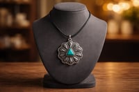 Image 13 of PINK ROSE FLOWER WITH SILVER HEART DANGLE