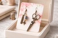 Image 25 of PINK ROSE FLOWER WITH SILVER HEART DANGLE