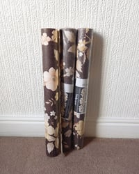 1970s Vintage Shand Kydd Wallpaper Rolls - Floral Trailing Flowers Brown MCM - (Set of 3 Rolls) – detail view 10