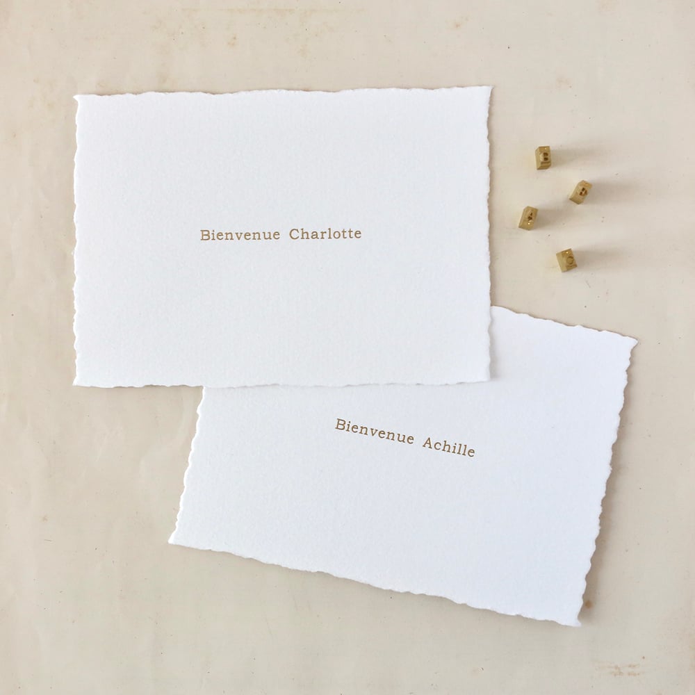 Image of Carte personnalisée BIENVENUE / PRÉNOM / DORÉ