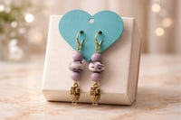 Image 1 of ROUND PURPLE BEADS WITH GOLD OWL DANGLE