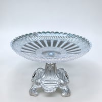 Image 1 of Coupe à fruit Art nouveau en verre taillé et socle métal argenté fin XIXe - Compotier