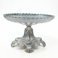 Image 4 of Coupe à fruit Art nouveau en verre taillé et socle métal argenté fin XIXe - Compotier