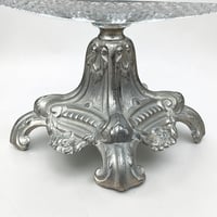 Image 10 of Coupe à fruit Art nouveau en verre taillé et socle métal argenté fin XIXe - Compotier