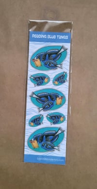 Sticker Strip--Blue Tang Family Reading a Book Together