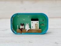 Image 1 of Sardine Tin Cat Cottage with Two Personalized Cats