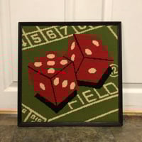Image 1 of Vintage framed needlepoint Dice image 16x16