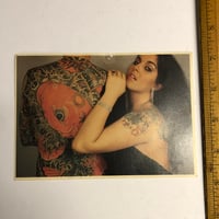 Image 2 of 1987 post card featuring Peter Fish and Dawn Stephens. Work by Dennis Cockell