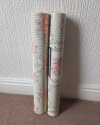 1980s Vintage Storey's Wallpaper Rolls - Cartouche Rose Medallion Floral Stripe - (Set of 2 Rolls)  – detail view 12