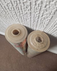 1980s Vintage Storey's Wallpaper Rolls - Cartouche Rose Medallion Floral Stripe - (Set of 2 Rolls)  – detail view 14
