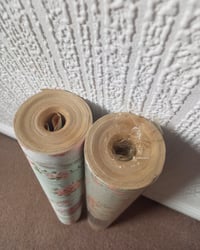 1980s Vintage Storey's Wallpaper Rolls - Cartouche Rose Medallion Floral Stripe - (Set of 2 Rolls)  – detail view 13