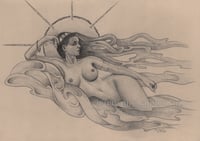 Image 1 of Clouds, original drawing, A3 (paper is slightly damaged, reduced price)