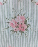 1980s Vintage Storey's Wallpaper Rolls - Cartouche Rose Medallion Floral Stripe - (Set of 2 Rolls)  thumbnail 3