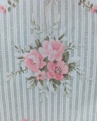 1980s Vintage Storey's Wallpaper Rolls - Cartouche Rose Medallion Floral Stripe - (Set of 2 Rolls)  – detail view 3