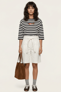 Image 1 of MAXI CAMISETA RAYAS BLANCA Y NEGRA LOLITAS 