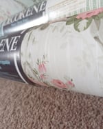 1980s Vintage Storey's Wallpaper Rolls - Cartouche Rose Medallion Floral Stripe - (Set of 2 Rolls)  thumbnail 9