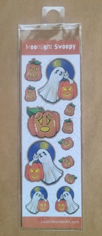 Sticker Strip--Swoopy Ghost with Halloween Moon