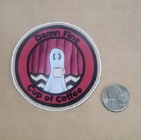 Image 2 of Vinyl Sticker--Swoopy Ghost and Damn Fine Cup of Coffee