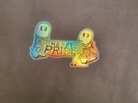 Image 3 of Vinyl Sticker--Happy Pride Banner with Swoopy Ghost Holographic
