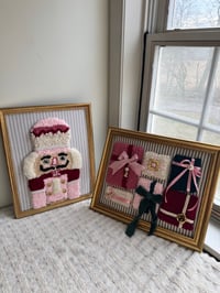Image 1 of SET of Framed Christmas Tufted Art