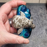 Image 3 of RESERVED for Anita - XXXXL. Diving Harbor Seal Glass Sculpture #3 - Flamework Glass Sculpture
