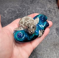 Image 6 of RESERVED for Anita - XXXXL. Diving Harbor Seal Glass Sculpture #3 - Flamework Glass Sculpture
