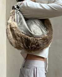 Image 1 of METALLIC LEATHER & FUR BAG