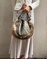 Image 10 of METALLIC LEATHER & FUR BAG