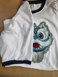 Image 2 of T-Shirt (Adult)--Tan tan the Blue Chinese Lion 