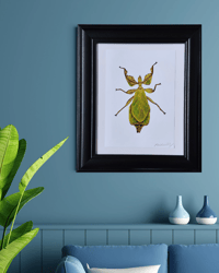 Image 3 of Leaf Insect, Art Print, A5 Print, Insect Design, Wall Art, Home Decor