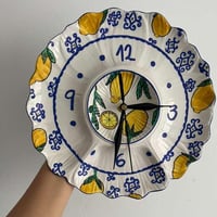 Image 1 of 10 " Lemon Wall Clock | Hand Painted Scalloped Ceramic Plate | Amalfi Kitchen Decor