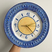 Image 1 of 11.5" Vibrant Blue & Ivory Sun Ceramic Plate Clock: Home Decor