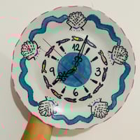 Image 1 of 11" Mediterranean Ceramic Wall Clock: Handmade Italian-Inspired Coastal Decor