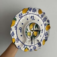 Image 2 of 10 " Lemon Wall Clock | Hand Painted Scalloped Ceramic Plate | Amalfi Kitchen Decor