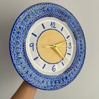Image 2 of 11.5" Vibrant Blue & Ivory Sun Ceramic Plate Clock: Home Decor