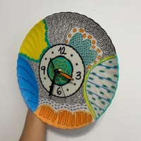 Image 2 of 10" Colorful Ceramic Wall Clock: Handmade Eco-Friendly Home Decor