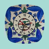 Image 2 of 11" Blue Fish Ceramic Wall Clock: Italian Coastal Decor, Silent Quartz