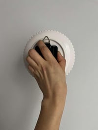 Image 3 of 5.5 " Hand-Painted Ceramic Wall Clock – Teal Emerald Swirl, Silent Boho Decor